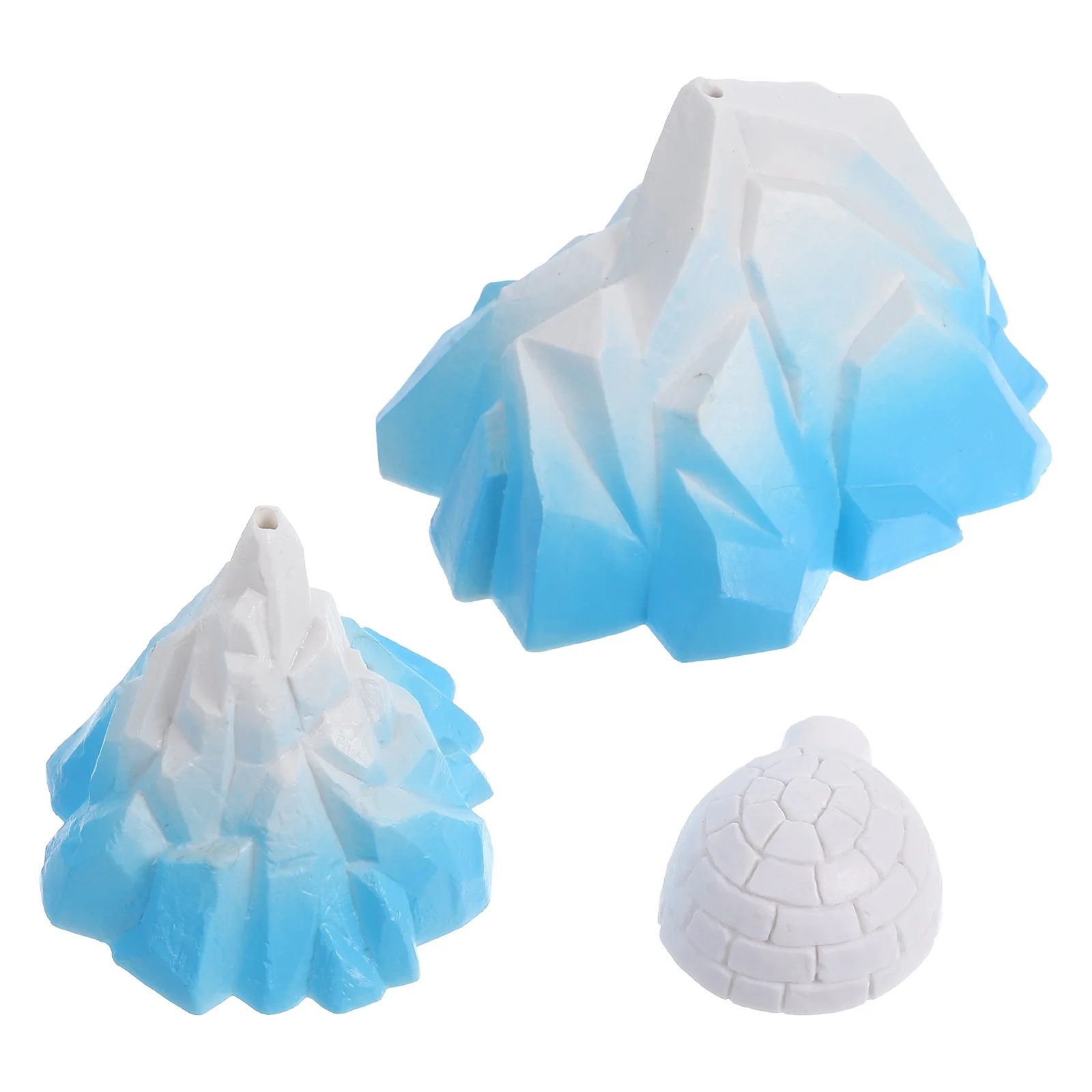 

3 Pcs Mini Glacier Decor Decoration Micro Statue Scene Snow Mountain Pvc Tiny