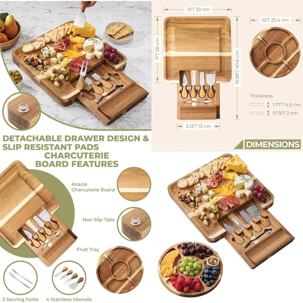 

Набор инструментов для сыра и фруктов из нержавеющей стали, идеально подходящий для дней рождения, вечера вина, новоселья и Рождества