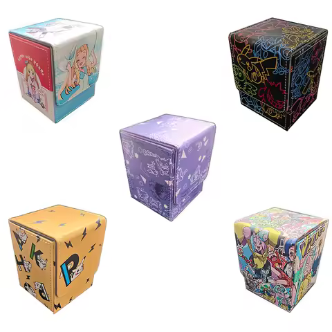 Anime Game Pokemon PTCG Card Leather Storage Deck Box 100+ PU Material Lillie Lono Gengar Pikachu Hobby Collection Gifts Toys