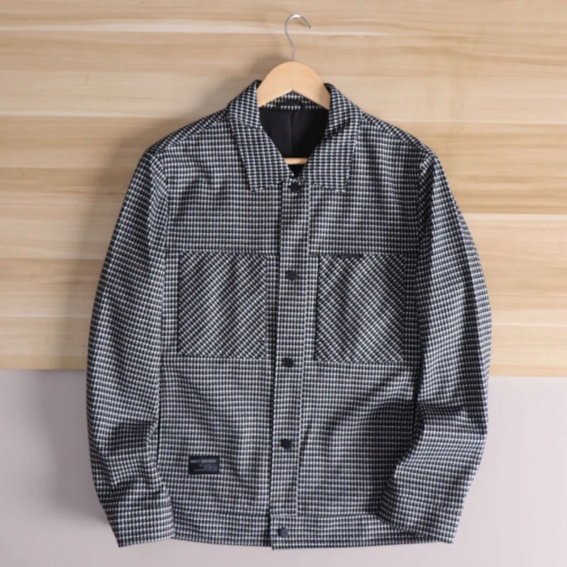 

Faionable Urban Men's Cheered Collar Jaet Casual Workwear Spring New Arrival Color Woven Mixed Fabric Busin Leisure