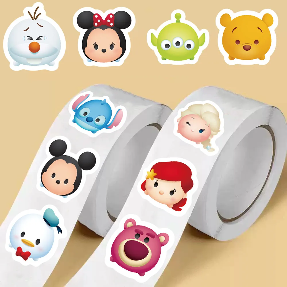 500PCS Disney Pine shaped Alien Roll Sticker Disney Motorcycle Cool Luggage Coffee Retro Phone Living Waterproof Cool Decals