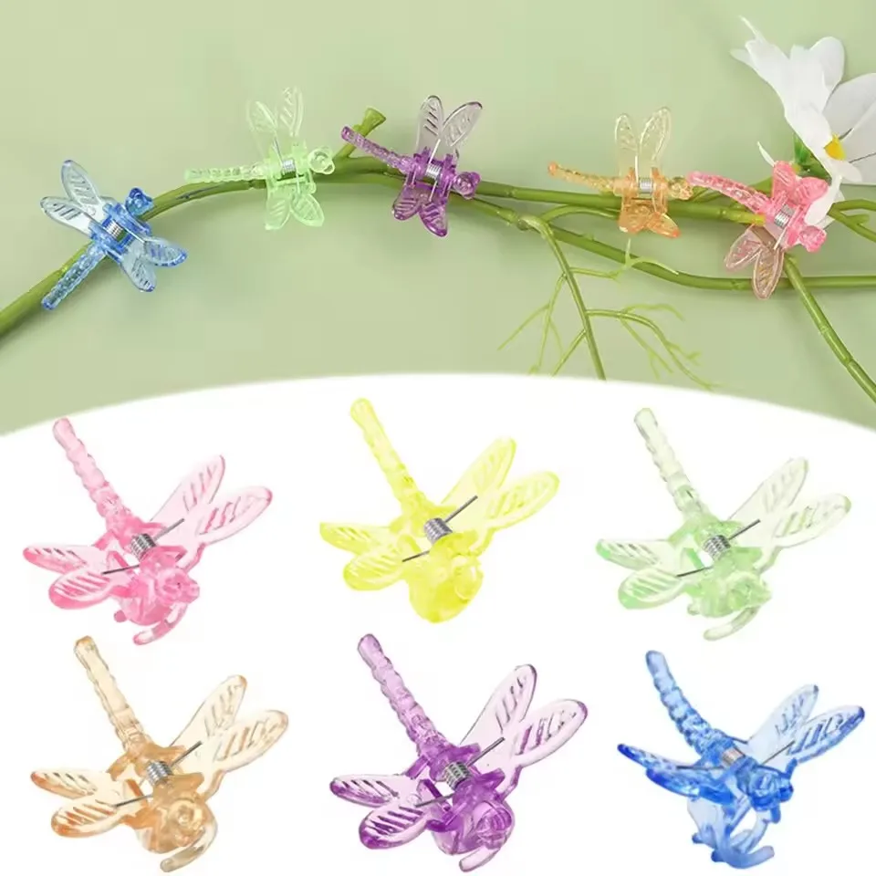 12PCS Dragonfly Clips Garden Orchid Plant Clamps Flowers Vine Support Fixed Stem Clasp Tied Bundle Branch Bonsai Decoration