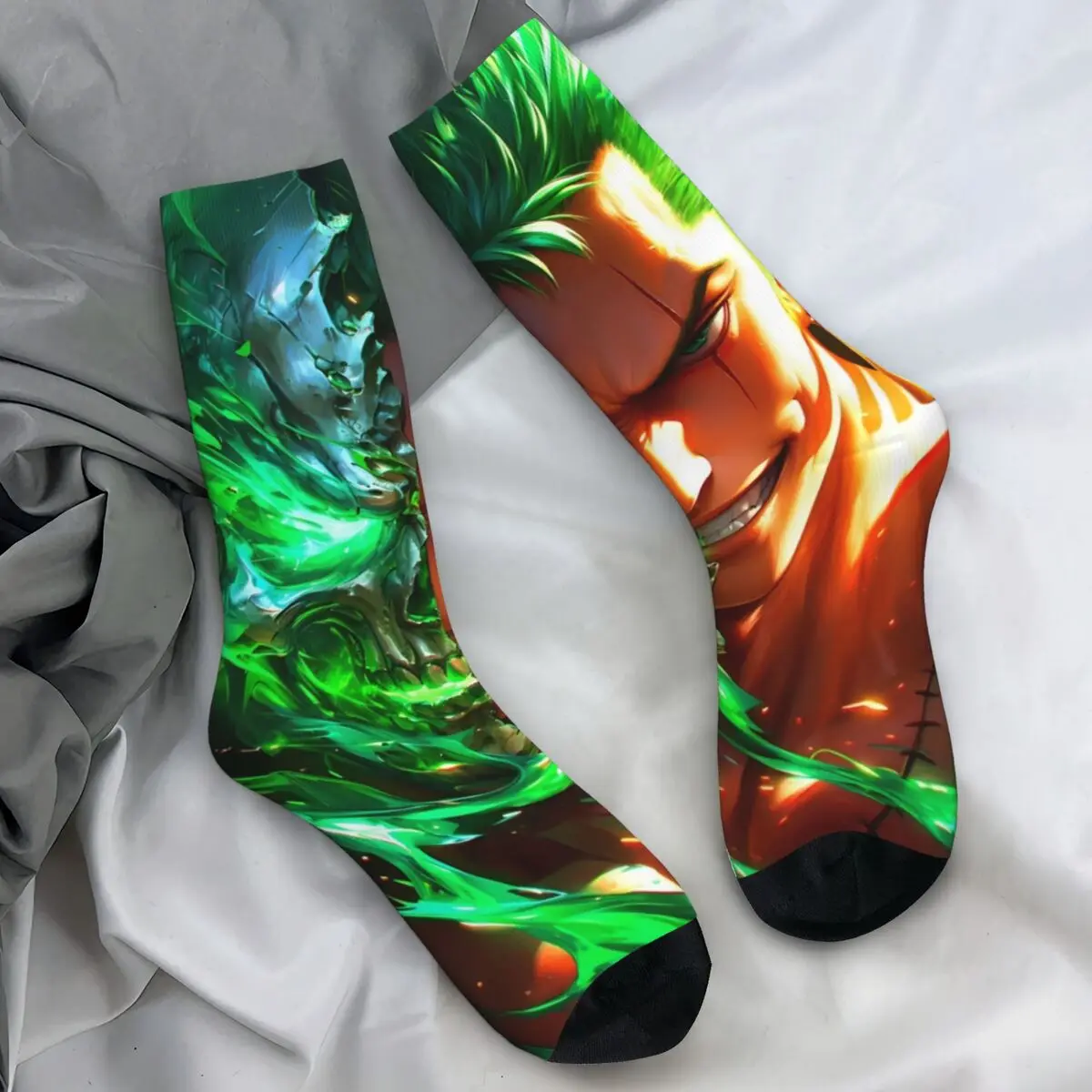 One Roronoa Zoro P-Pieces Socks Modern Stockings Autumn Anti Slip Men Socks Warm Soft Custom Climbing Socks