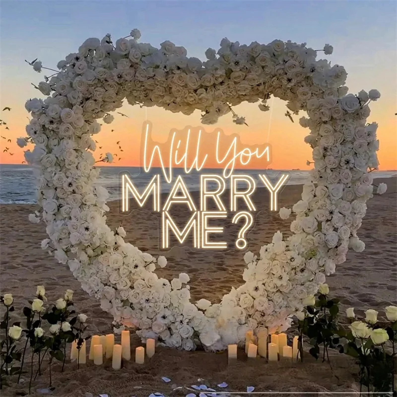 Will You Marry Me-letrero de neón personalizado, letrero de neón para boda, luz Led, decoración de pared para el hogar, telón de fondo para fiesta de compromiso, decoración de compromiso