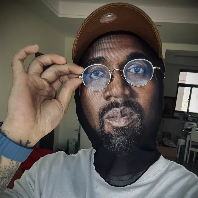 3d impresso kanye kardashian máscara de malha elástica decoração de halloween máscara engraçada unisex cosplay headwear rosto cheio moda chapéu chapelaria