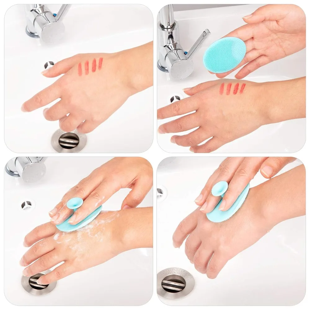 Soft Silicone Facial Cleansing Brush 4 Pack Exfoliator Scrubber Pad for Deep Pore Cleaning Blackhead Acne Treatment Gentle Face Wash Tool Skin Care Routine Men Women Cradle Cap Remover for Babies Reusable Waterproof view 3