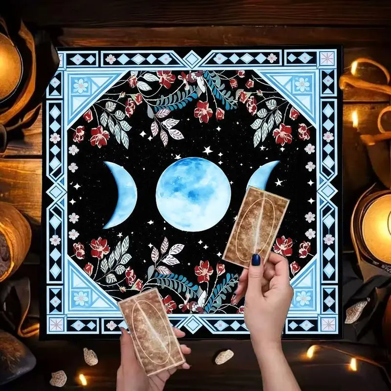 VIKAMA cream rune wheel viking norse pagan celestial tarot mat oracle card spread home decor spiritual altar decor