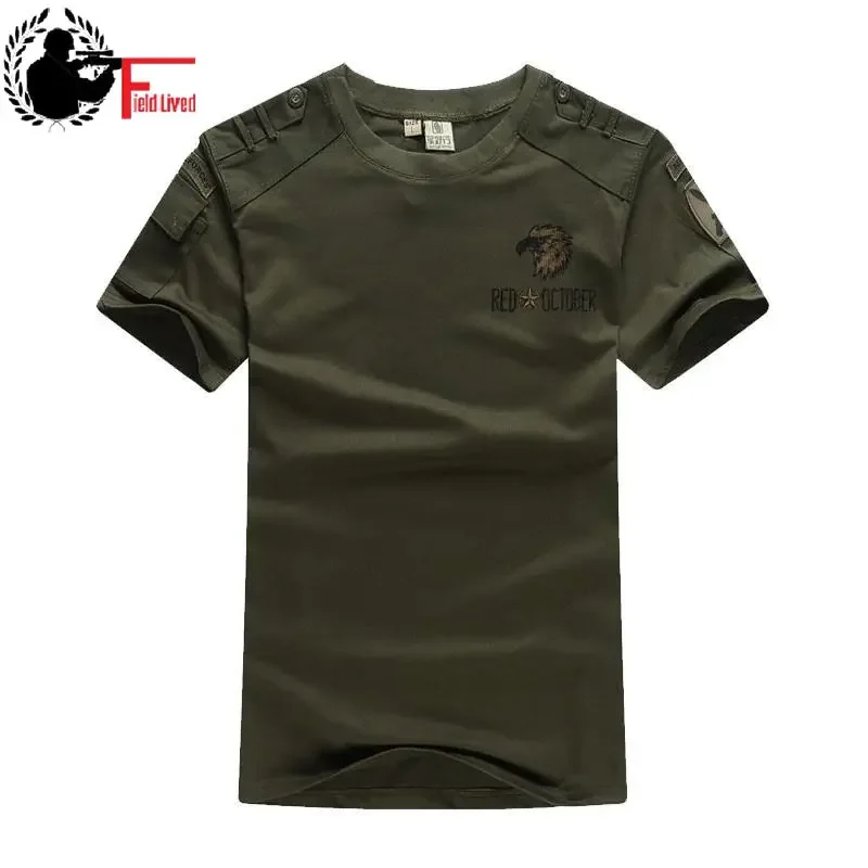 Military Style Men\'s Short Sleeve T-Shirt Summer Army Green Combat Tactical Plus Size Tshirt Casual O Neck T Shirt Male Tee Tops