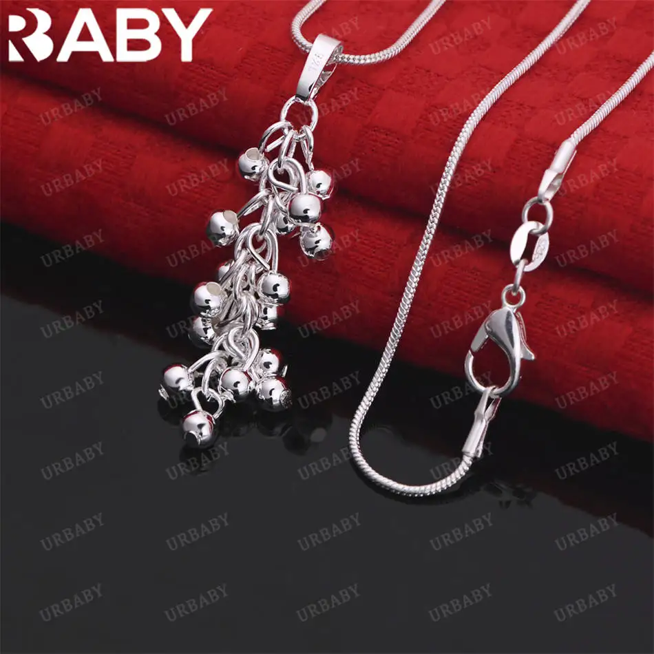 

URBABY 40-75cm 925 Sterling Silver Bead Pendant Necklace For Women Men Charm Trend Birthday Gifts Fashion Party Fine Jewelry