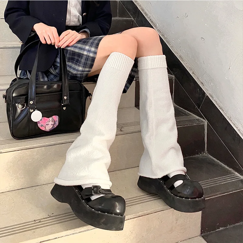 Women's Leg Warmers Lolita Long Socks Wool Knitted Foot Cover Autumn Winter Tubaeform Mid-length Sock Heap Heap Sock Women Socks