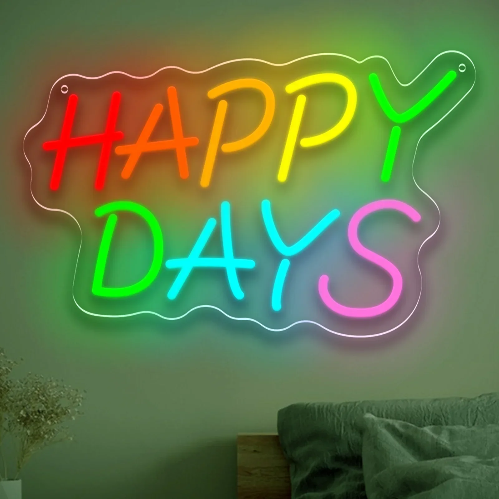 

HAPPY DAYS Neon Light Sign USB Dimmable LED Neon Sign Wall Decoration for Bedroom Gameroom Livingroom Birthday Party Gifts