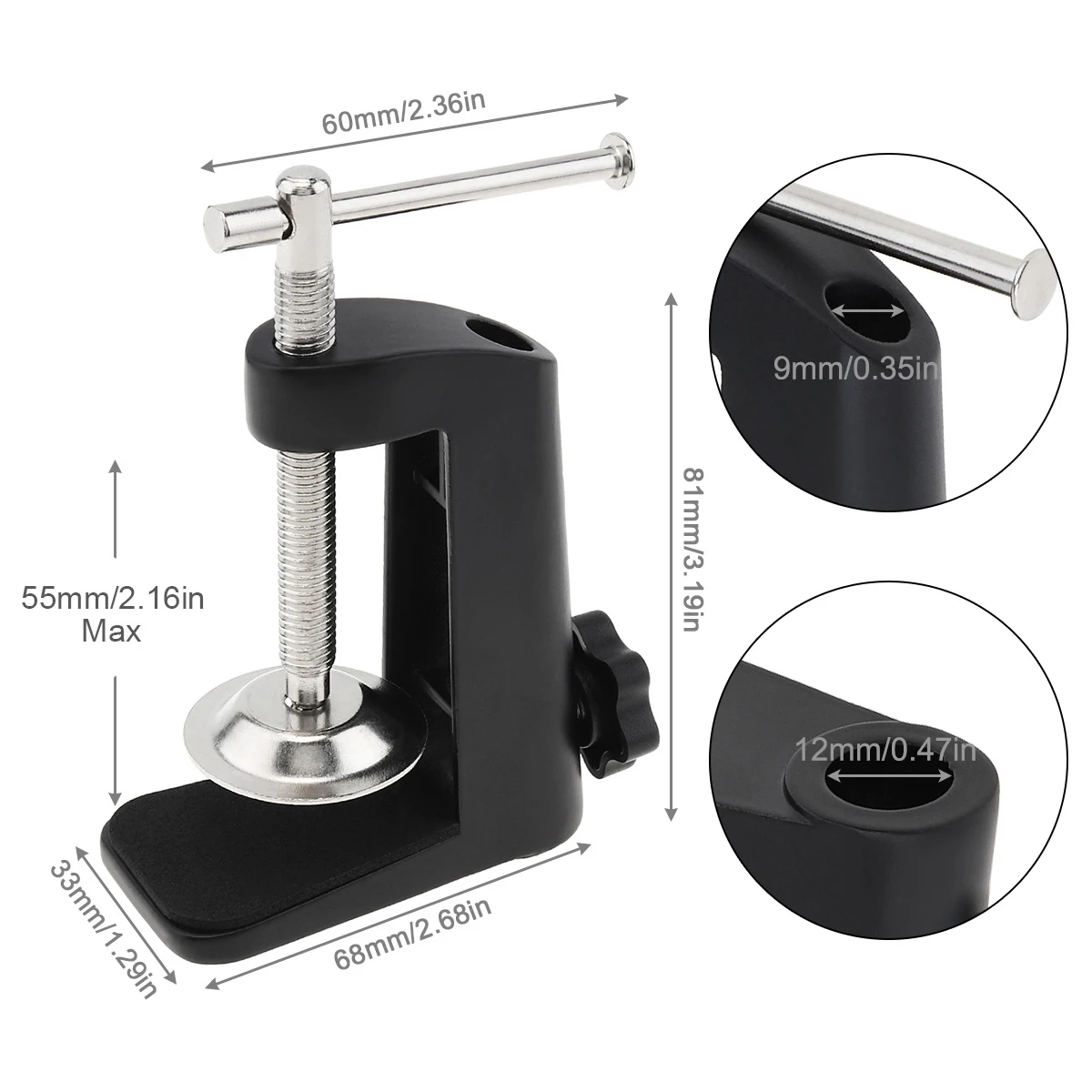 Universal Desk Lamp Clamp C-Shape Table Mount Clamp Aluminum Alloy Mounting Clamp Holder for Table Light /Microphone /Camera