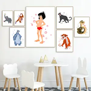 The Jungle Book, Mowgli wall decor, Bagheera canvas, Baloo wall art, Pantera print, Cartoon canvas, Kids Room decor, Multi Panel canvas outlet