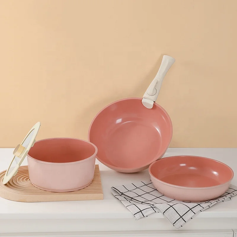

Non-stick Aluminum Pot Set Cooking Saucepan Flat Bottom Cooking Utensils Stacking Soup Pot