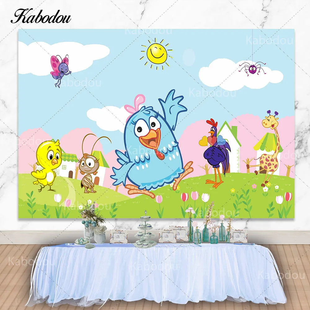 Kabodou Farm Chicken Photo Backdrop Kids Happy Birthday Photography Background Vinyl Polyester Decorations Banner