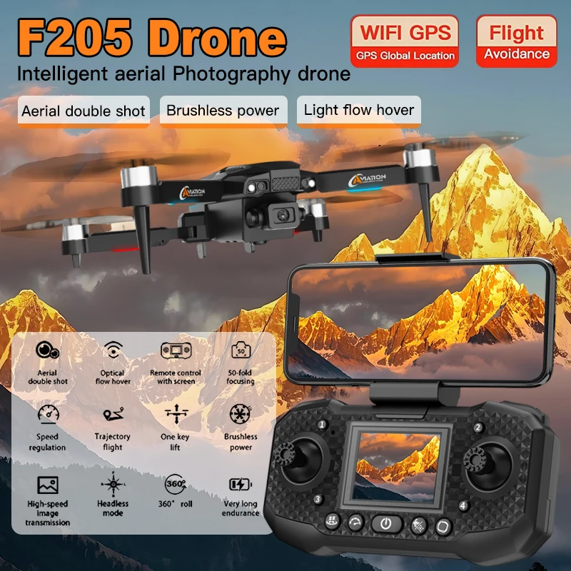 For Genuine F205 Professional Drone 8K With Dual Camera 5G WIFI Smart Obstacle Avoidance FPV Brushless Motor RC Quadcopter Dron