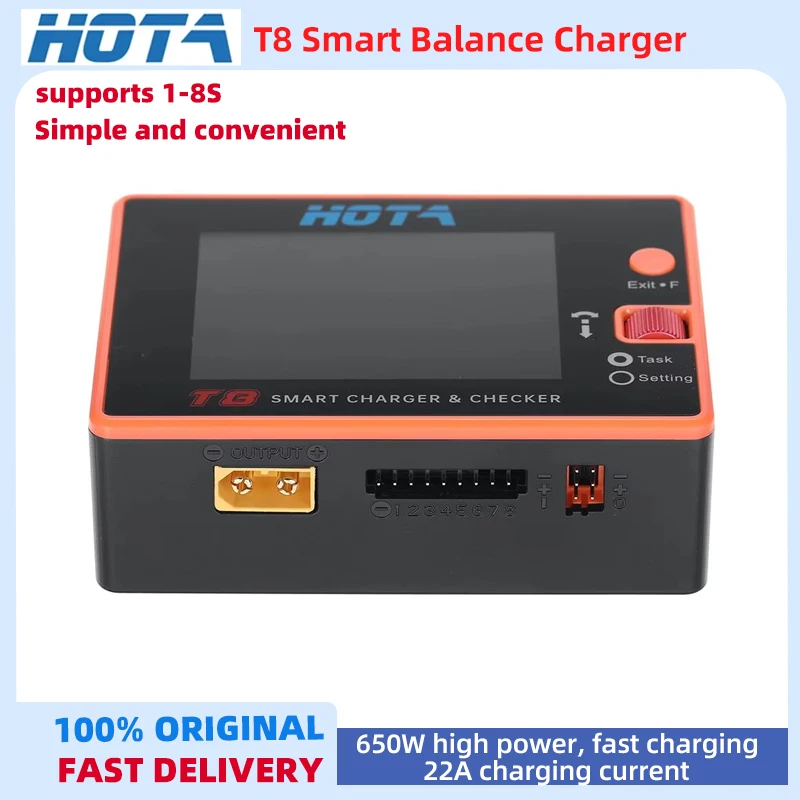 

HOTA T8 650W 22A XT60 1-8S Intelligent Charger Checker for a wide range of devices NiZn/Nicd/NiMH Battery RC Drone Spares