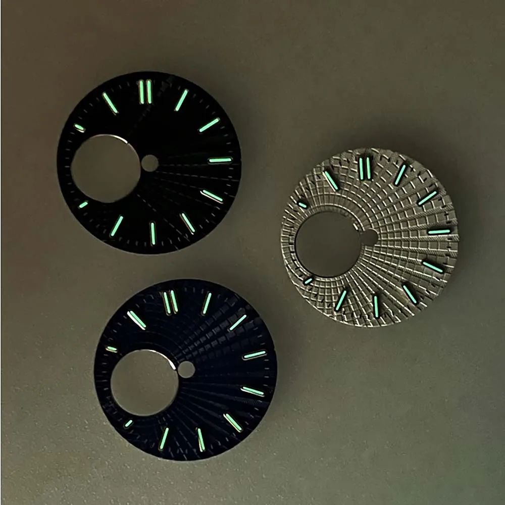 Esfera de reloj de 28,5mm para movimiento NH38, diales luminosos verdes, repuesto para relojes de buceo