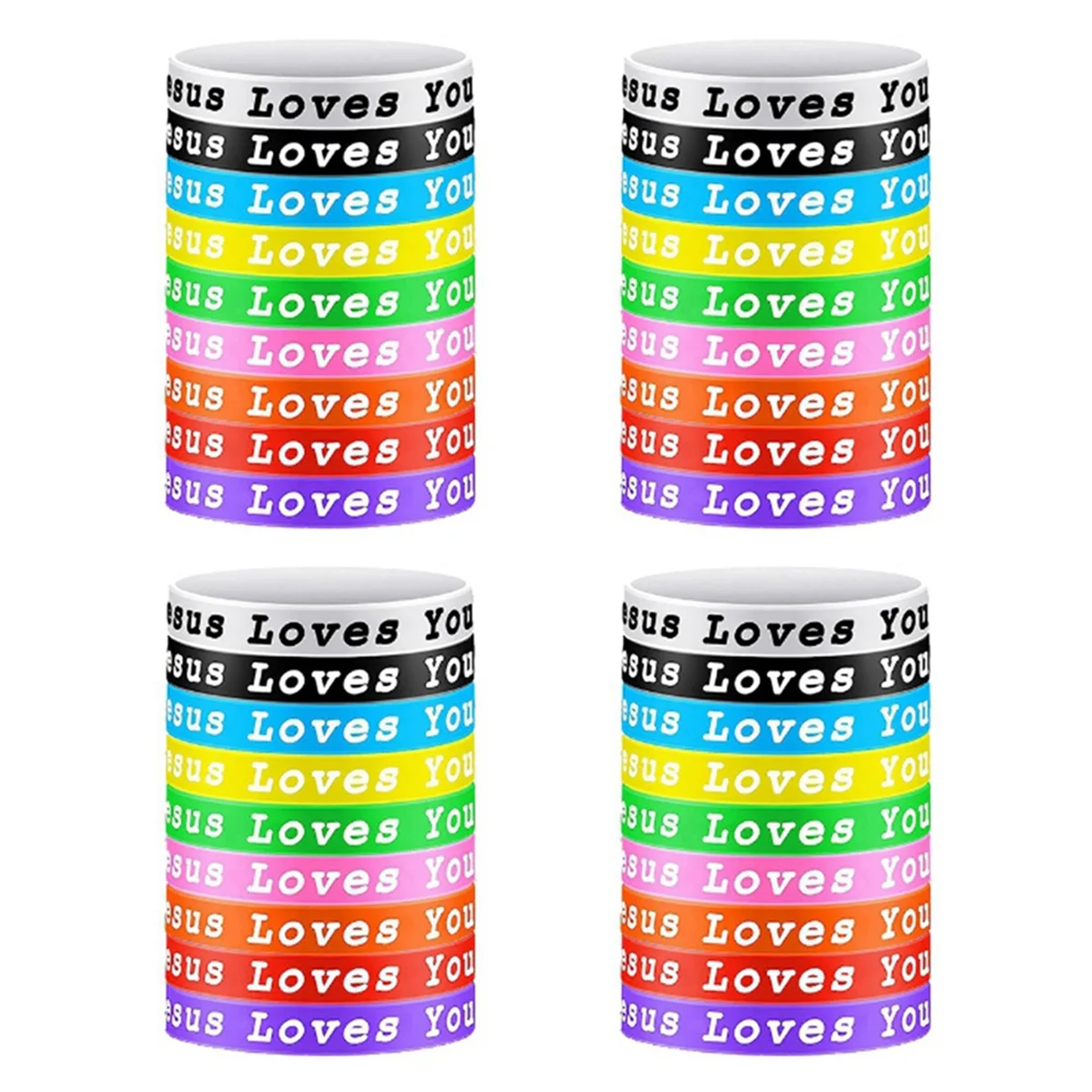 

Y61A 2025 36 шт. силиконовые браслеты «Иисус любит тебя» красочные резиновые браслеты христианские силиконовые браслеты для взрослых и молодежи