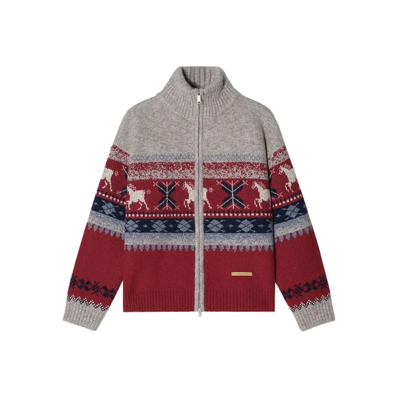 Men's New Fleece Cardigan Knitting Sweater Full Zip Jackets Fall Winter Outwear Trendy Casual Sweaters Coat Male