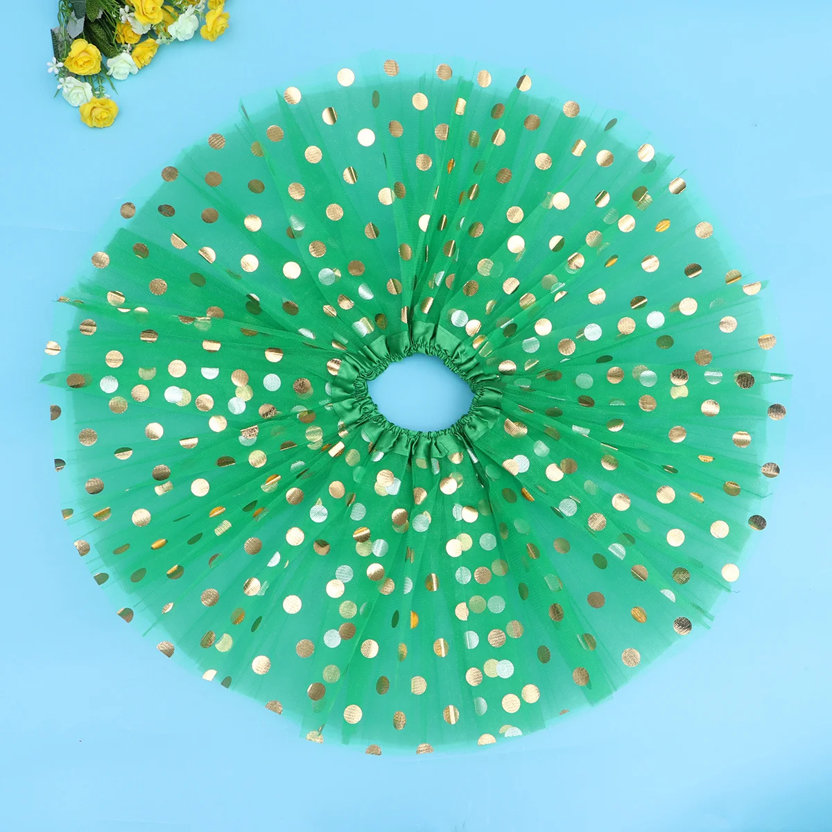 تنورة تول ذات طبقات للفتيات منقط ترتر توتو فستان أخضر للحفلات والعطلات والولائم وأداء الرقص للفتيات