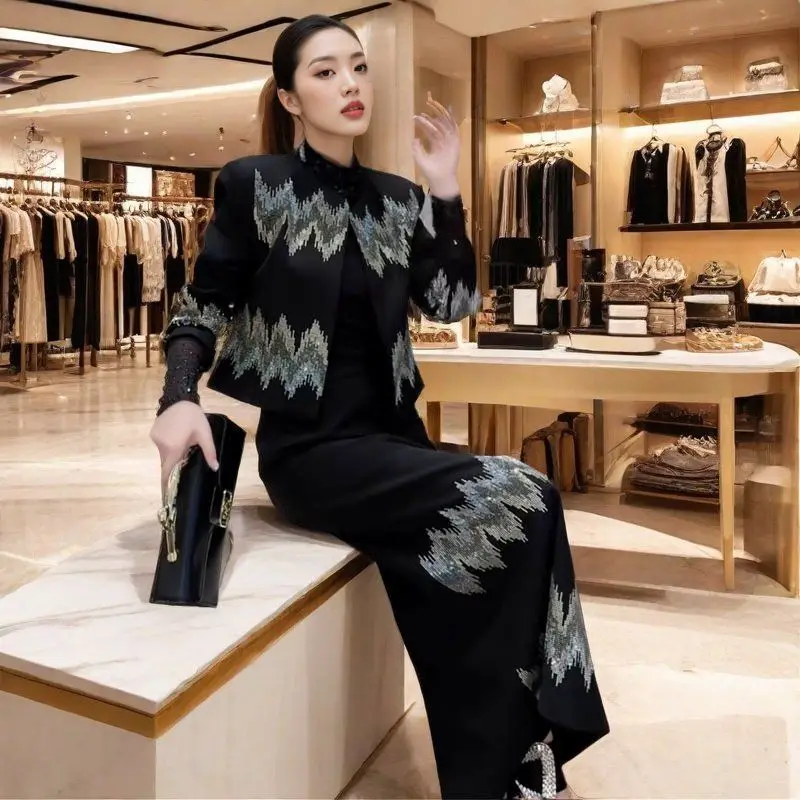 Chinese National Style Two-Piece Set A Complete Set Of 2026 Skirt High Quality Autumn And Winter New Socialite Lady Short Skirts