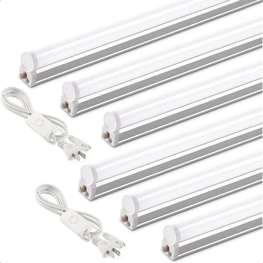 

Barrina T5 4FT LED Shop Light 2 Pcs Power Cords 6500K er Bright White 2200lm 20W Utility Light Fixture Ceiling Commercial Bay L