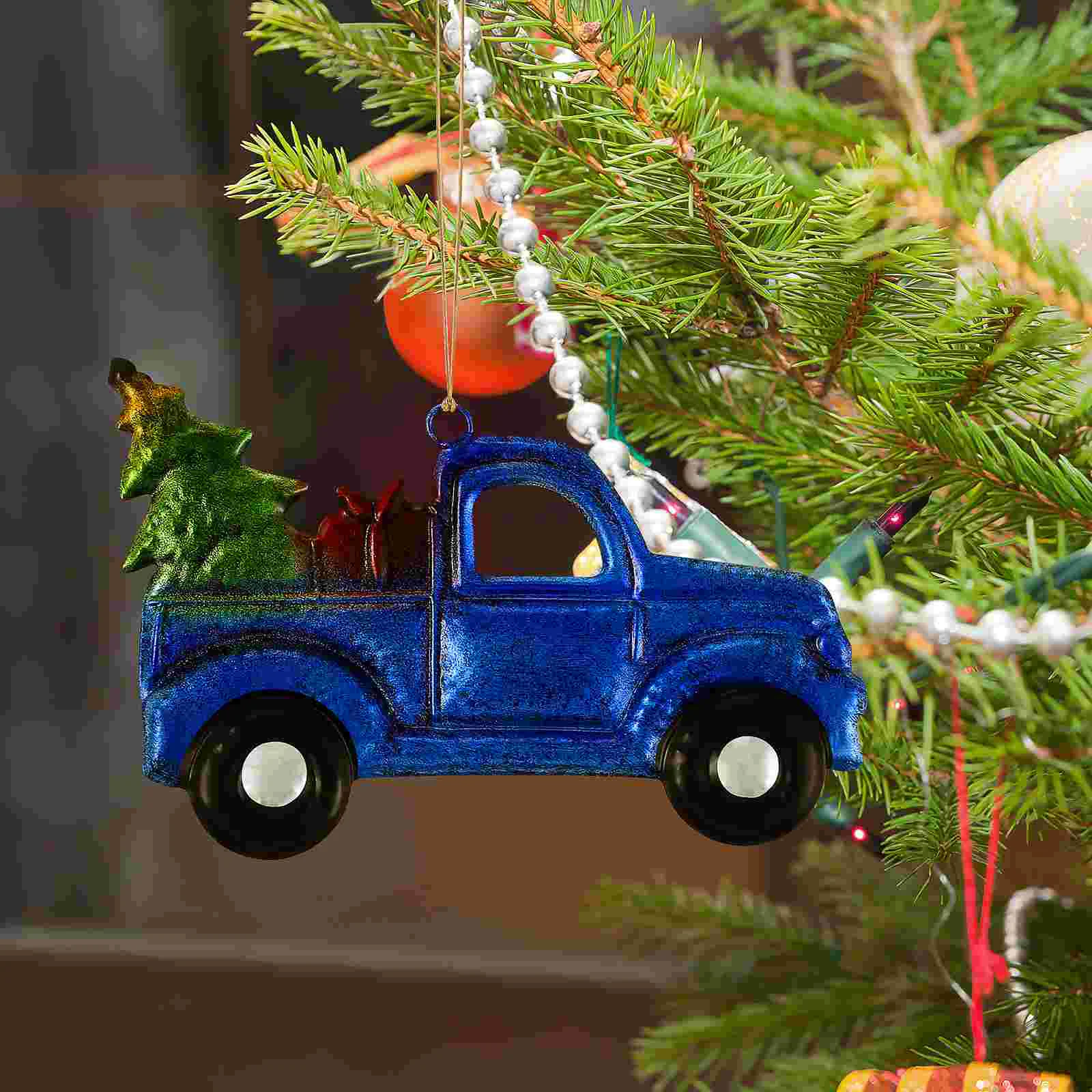 Truck Ornament for Tree Christmas Ornaments Vintage Decor Hanging Car Blue Decoration