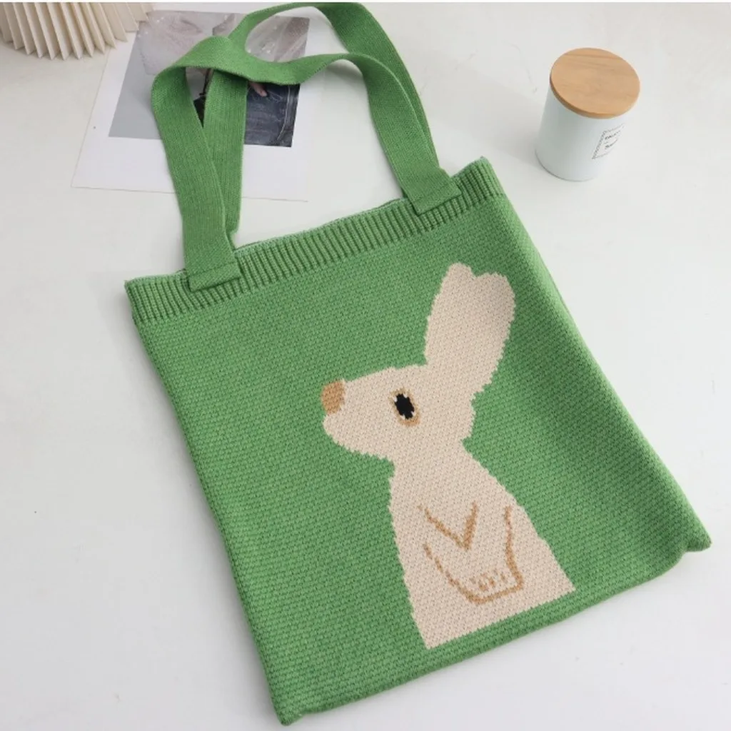 Large Capacity Tote Bag Soft Knitted Cotton Bag Women'S Tote Bag Street For Hand Carrying Daily Matching Item Single Shoulder