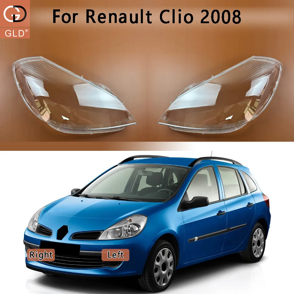 For Renault Clio 2008 Front Headlight Cover Transparent Lampshade Lamp Lens Headlamp Shell Plexiglass Auto Replacement Parts