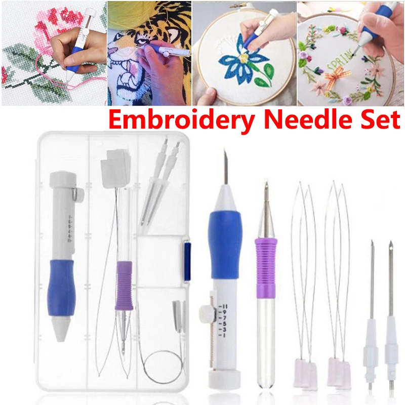 DIY Embroidery Punch Needle Kit Embroidery Pen Set Clothes Embroidery Knitting Sewing Needle Stitching Tool Set