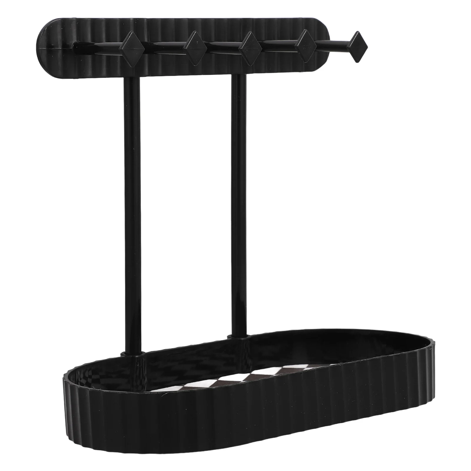 

Jewelry Storage Rack Earrings Bracelet Stand with Tray Necklace Black Plastic Holder Organizer