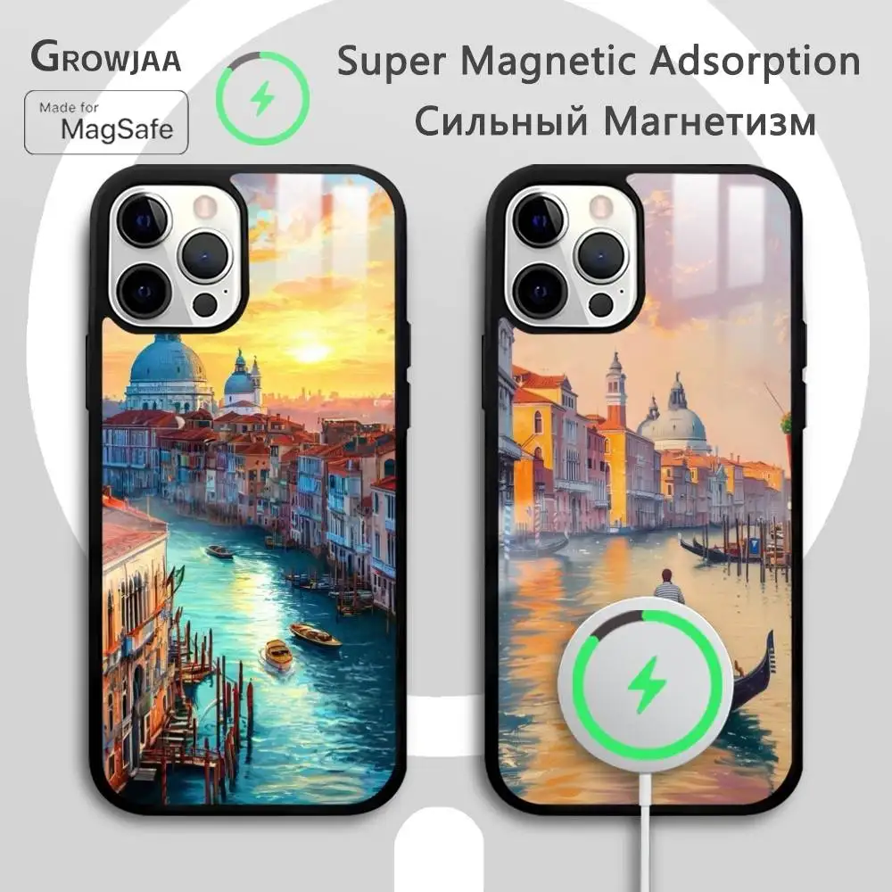 

Venice Painting print phone case for iPhone 17 16 15 14 13 12 11 Pro Max Plus Mini Magsafe Magnetic Wireless Mirror Funda