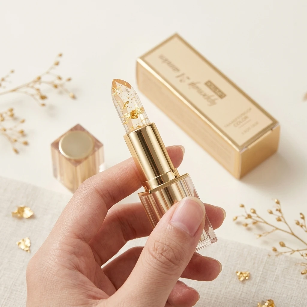 Gold Foil Color Changing Lipstick Fade Lip Line improve Plumpness Moisturize Lip Perfect Daily Makeup Hyaluronic Acid Lip Balm