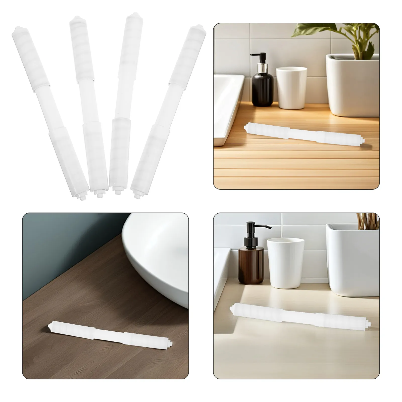 Toilet Paper Holder Spindle 4 Pack Spring Loaded Adjustable Replacement Rod for Home Commercial Restrooms