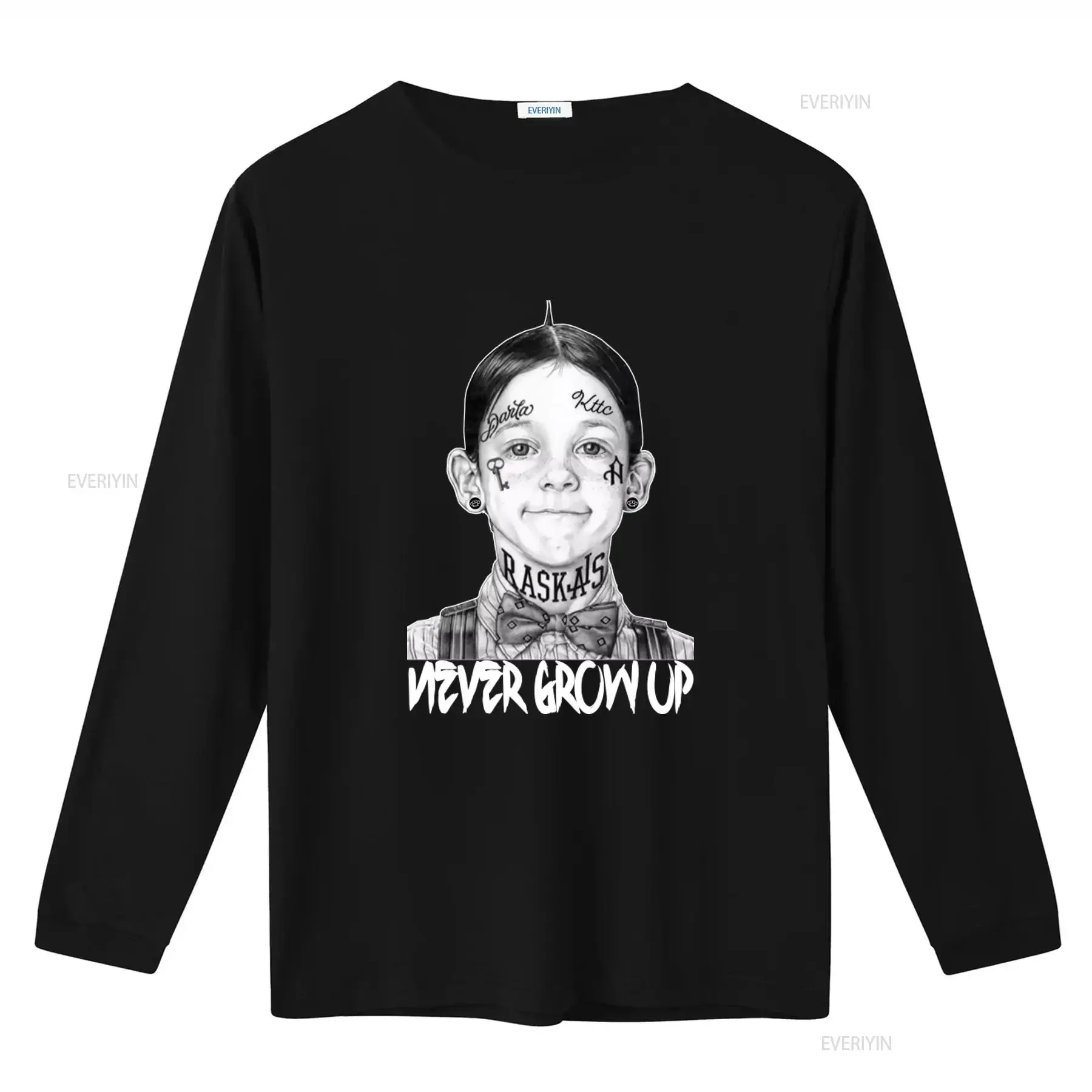 Alfalfa Tattooed T Shirt Tattoo Cult Fashion Gothic Emo Pin Up Fun Ink Never Grow Design vintage Washed fashion homme Casual