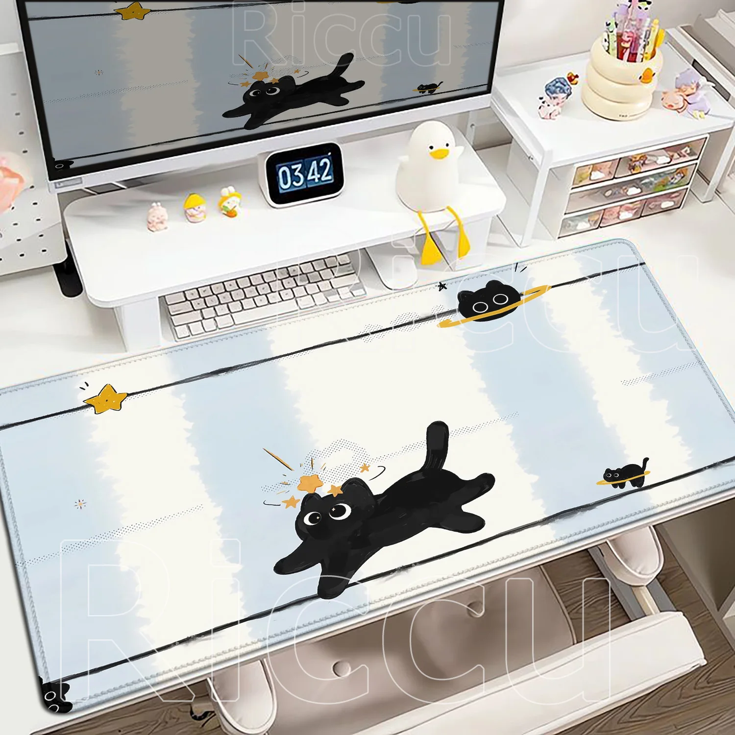 HD Print Kawaii Simple Office Cartoon Kitten Mouse Pad Large Cute Game Keyboard Mat Computers Accessories Table Pads Carpet Mats