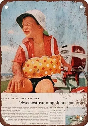 Unoopler 1957 Johnson Outboard Motors Vintage Look Reproduction Metal Tin Sign 8X12 Inches