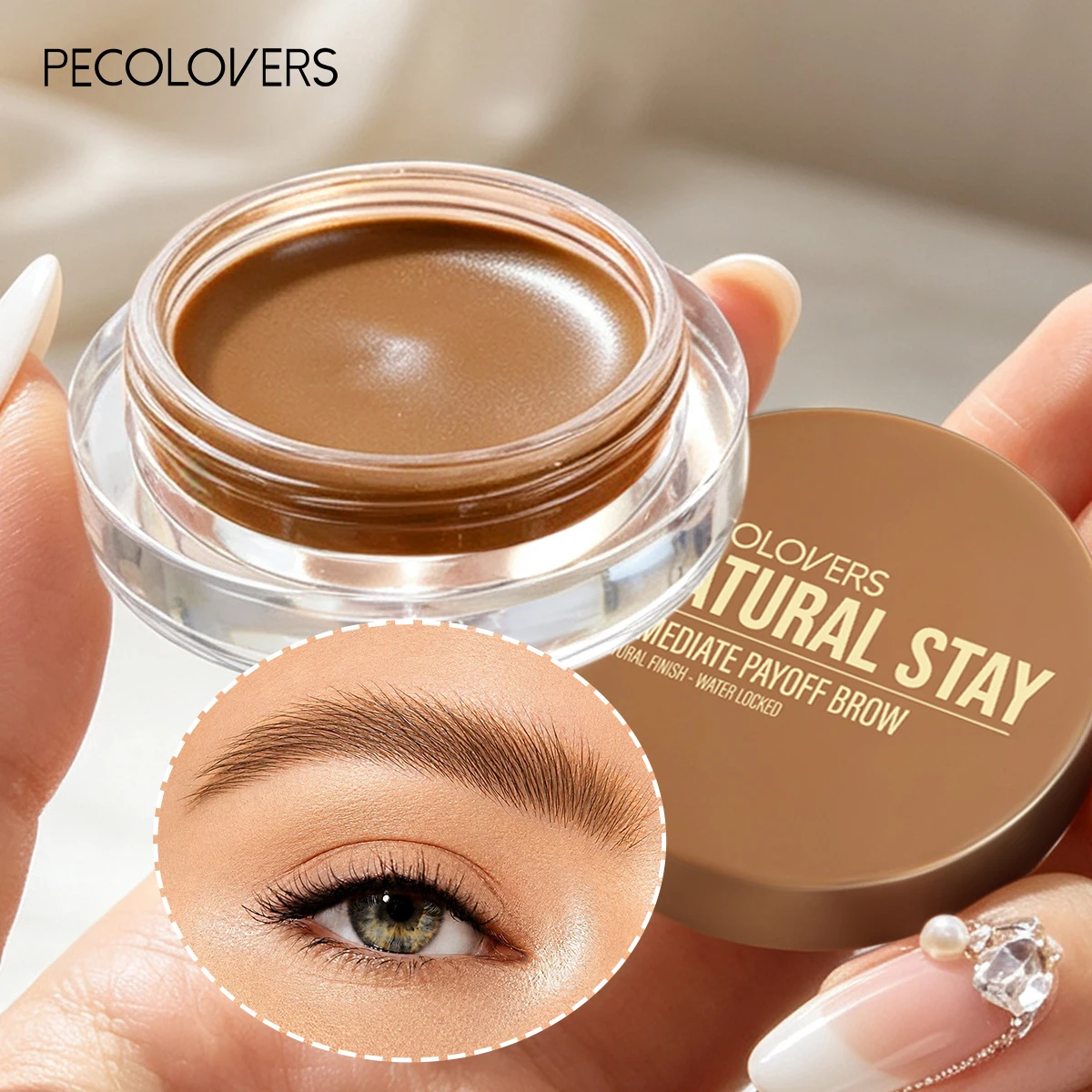 Tinted Eyebrow Pomade, Creamy Solid Brow Styling Wax, Natural Fluffy Brow Gel Waterproof Smudge Proof Long Lasting Hold