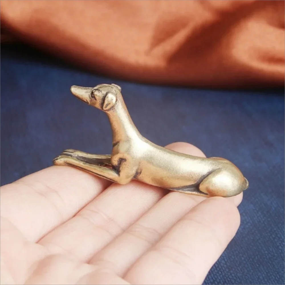 Durable Brass Greyhound Mini Dog Statue, Collectible Featherless Metal Figurine, Desk Ornament & Holiday Home Decor Gift