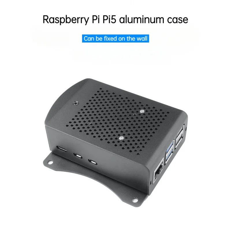 Raspberry Pi 5 Aluminum Wall-Mount Case 3007/4010 PWM Fan Heatsink