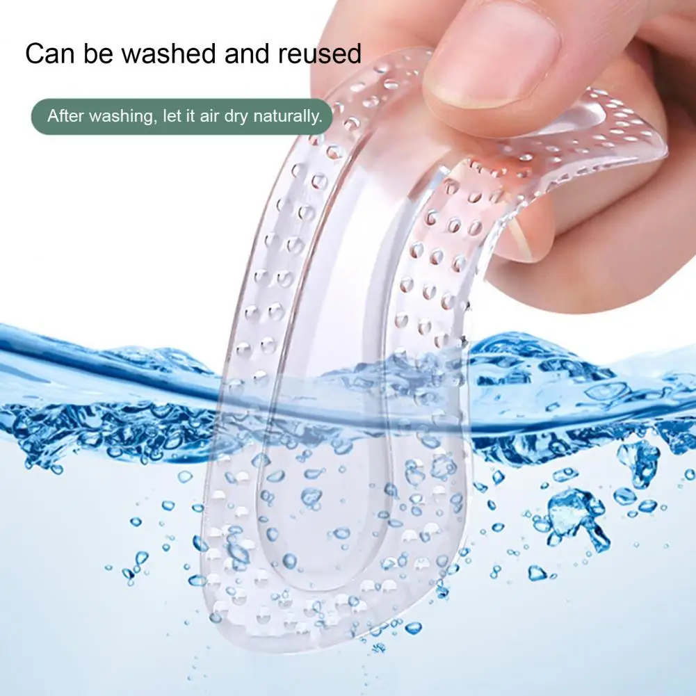 2Pcs Transparent Non-Slip Gel Heel Pads, Blister-Proof Cushion Inserts For Loose Footwear Women Men Universal Fit