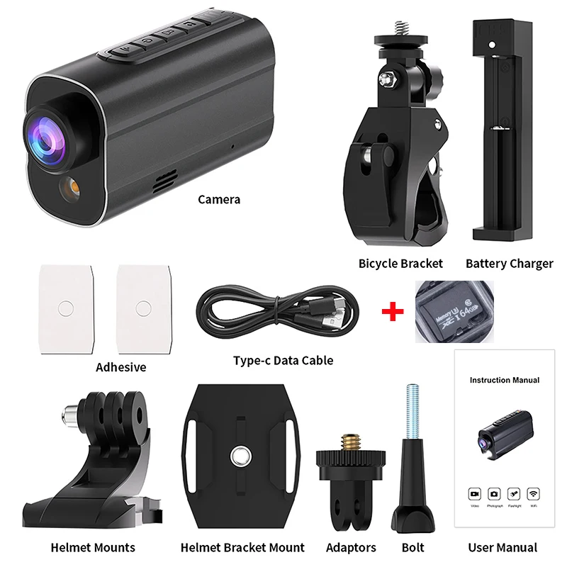 5K Action Camera with LED Night Vision WiFi Remote Control Cycling Dash EIS Anti Shake Cam for Outdoor Motorcycle Cycling image 3