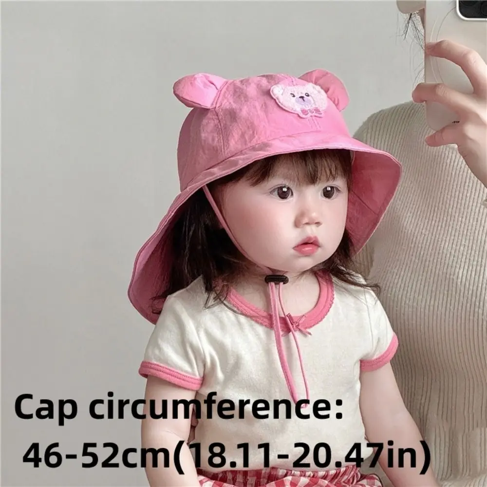 جديد الكرتون الدب الصغير الأطفال قبعة الشمس القطن تنفس مع آذان دلو قبعة واقية من الشمس التجفيف السريع شال قبعة #6