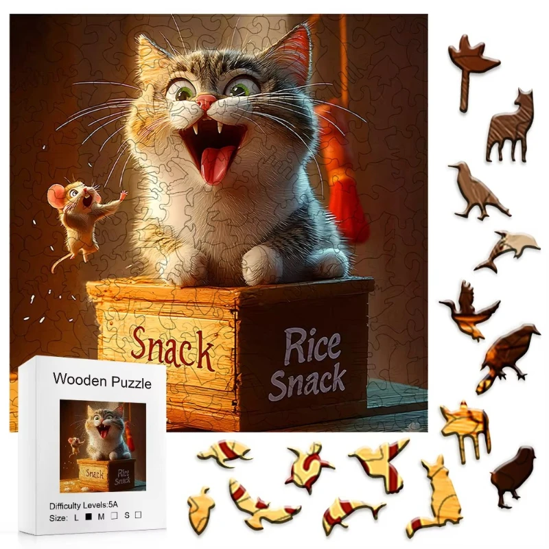 Best Selling Cat Themed Wooden Puzzles Animal Shaping Puzzles Educational Toys Suitable for All Ages