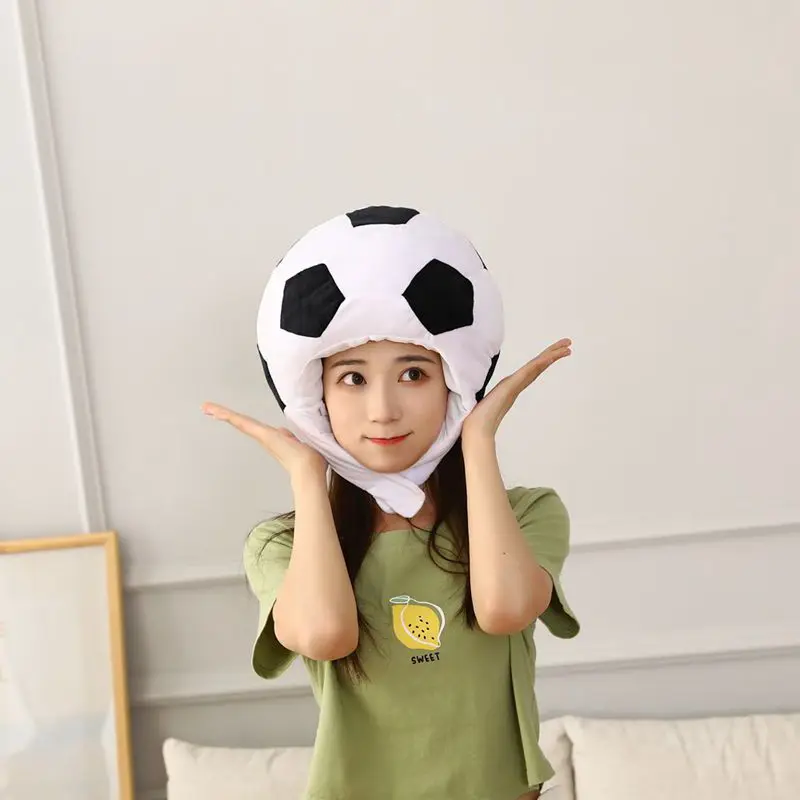 Creative Funny Football Headgear Soft Comfortable Cartoon Headgear Cap Novelty Unique Football Shape Hat Halloween