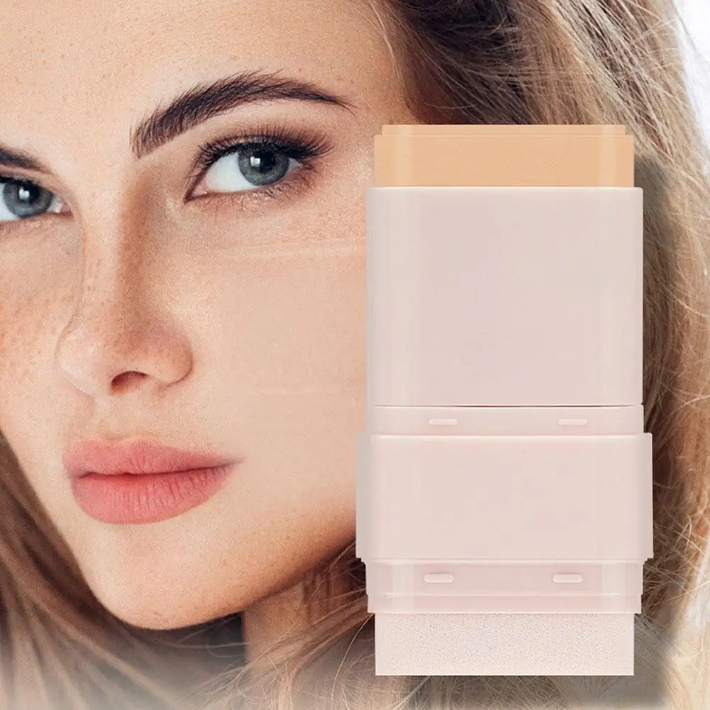 新しいツーインワンコンシーラーファンデーションスティックフェイシャルマットメイクアップフェイスブロンザー防水カバレッジ輪郭形成保湿クリームO7U9