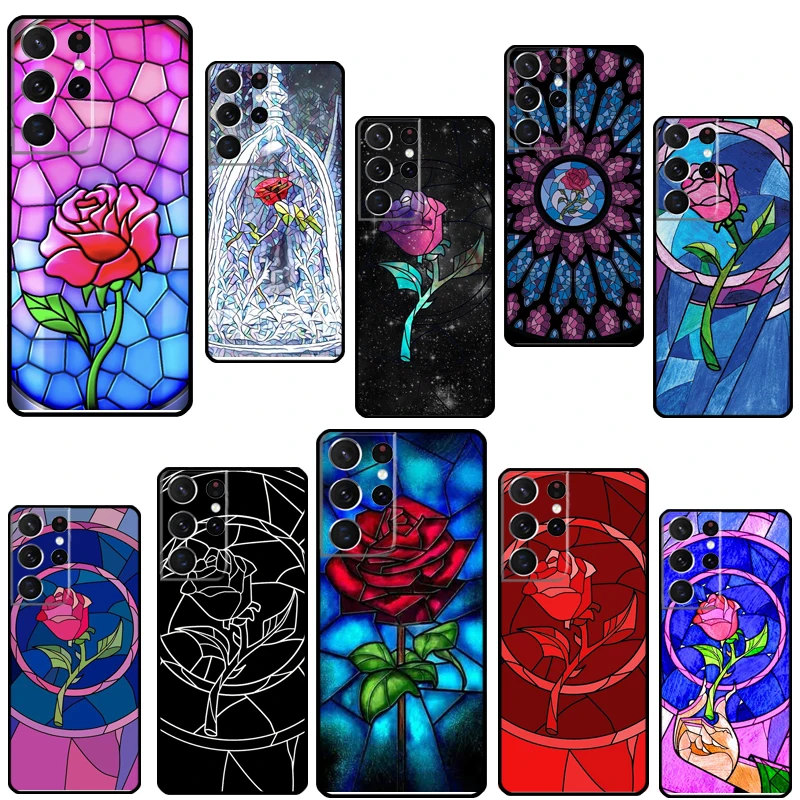 Stained Glass Rose Galaxys Phone Case For Samsung Galaxy S23 S22 Ultra Note 20 10 S8 S9 S10 Plus S20 FE S21 FE Cover