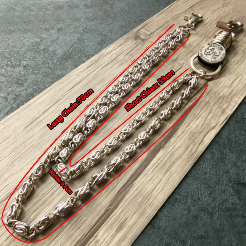 1PC Hip Hop Long Trousers Hipster Keychains Punk Street Big Ring Metal Wallet Belt Chain Pant Keychain Unisex Self defense Chain