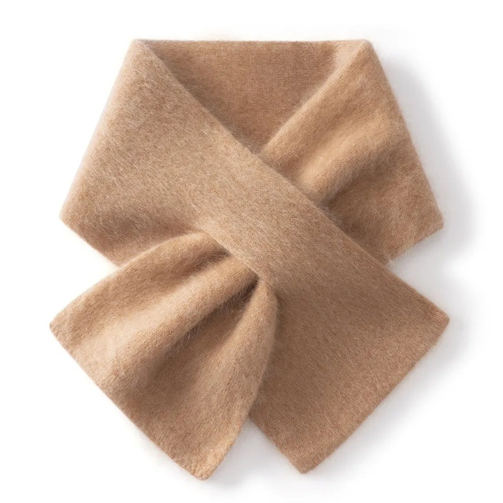 Winter Neck Wrap Solid-Color Goat Cashmere Scarf Cashmere Neck Scarf Skin-Friendly Cross-Through Scarf For City Outings Puffer